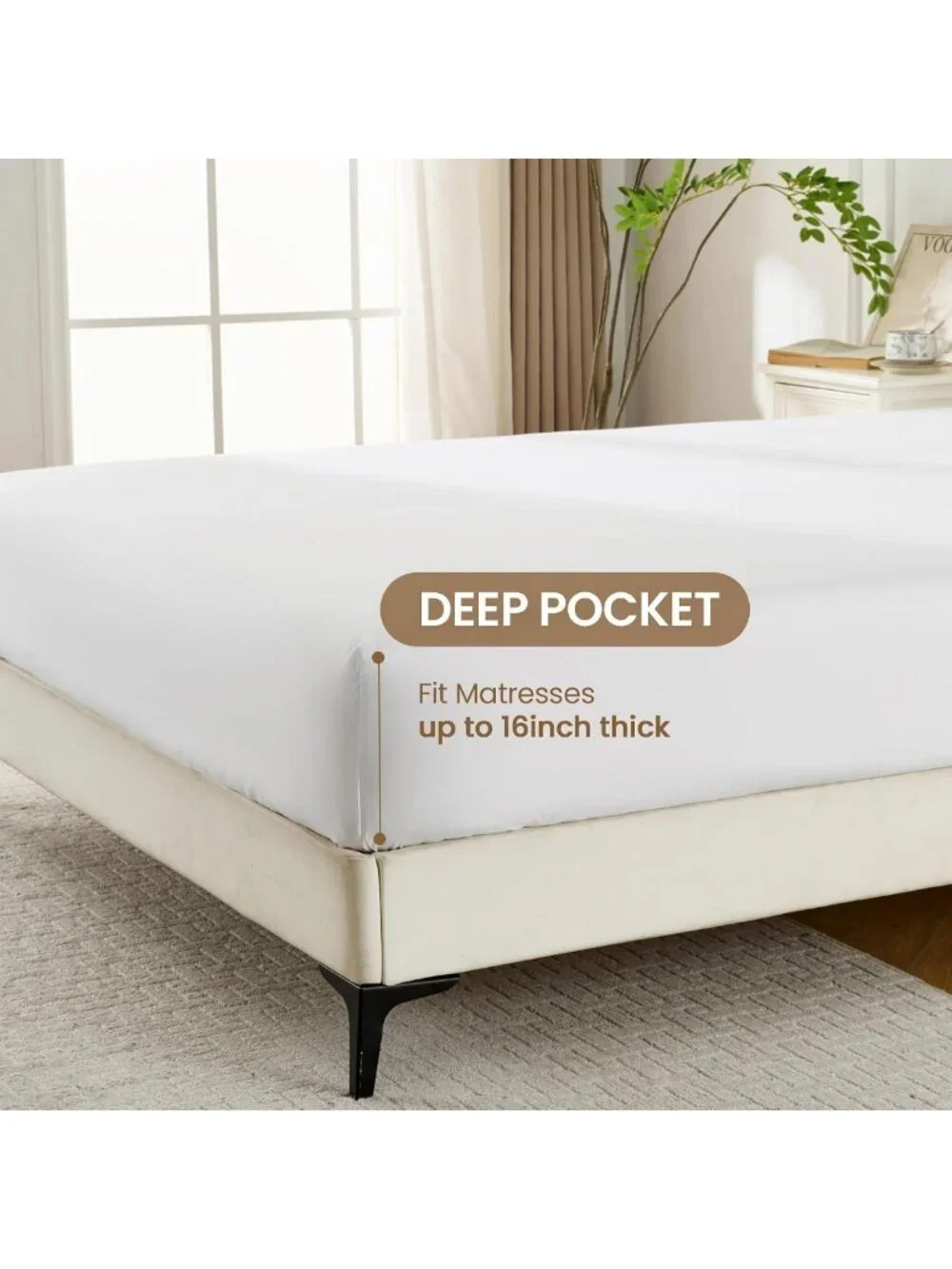 Soft White Queen Sheet Set - 4 Pieces, Breathable & Cooling, Deep Pocket Bedding